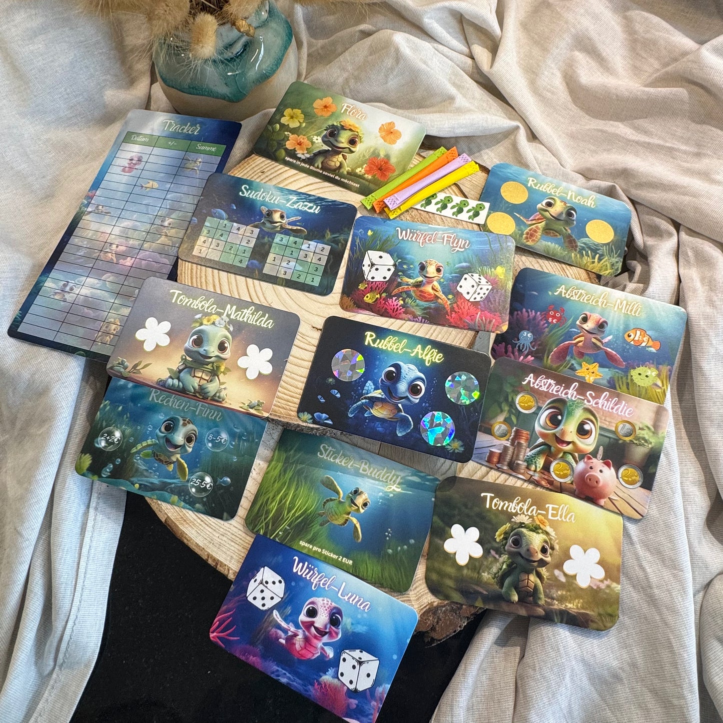 Mini 52 Wochen Kartenchallenge rabattiert // Schildkröten Sparchallenge // mit Lose, Sticker Dashboard und Tracker