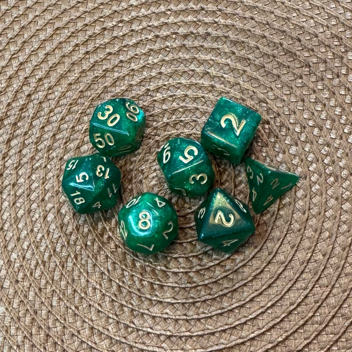 Dice set // Dice // Dice set // 7 dice // 20-sided, 10-sided, 12-sided, 8-sided, 6-sided, 4-sided