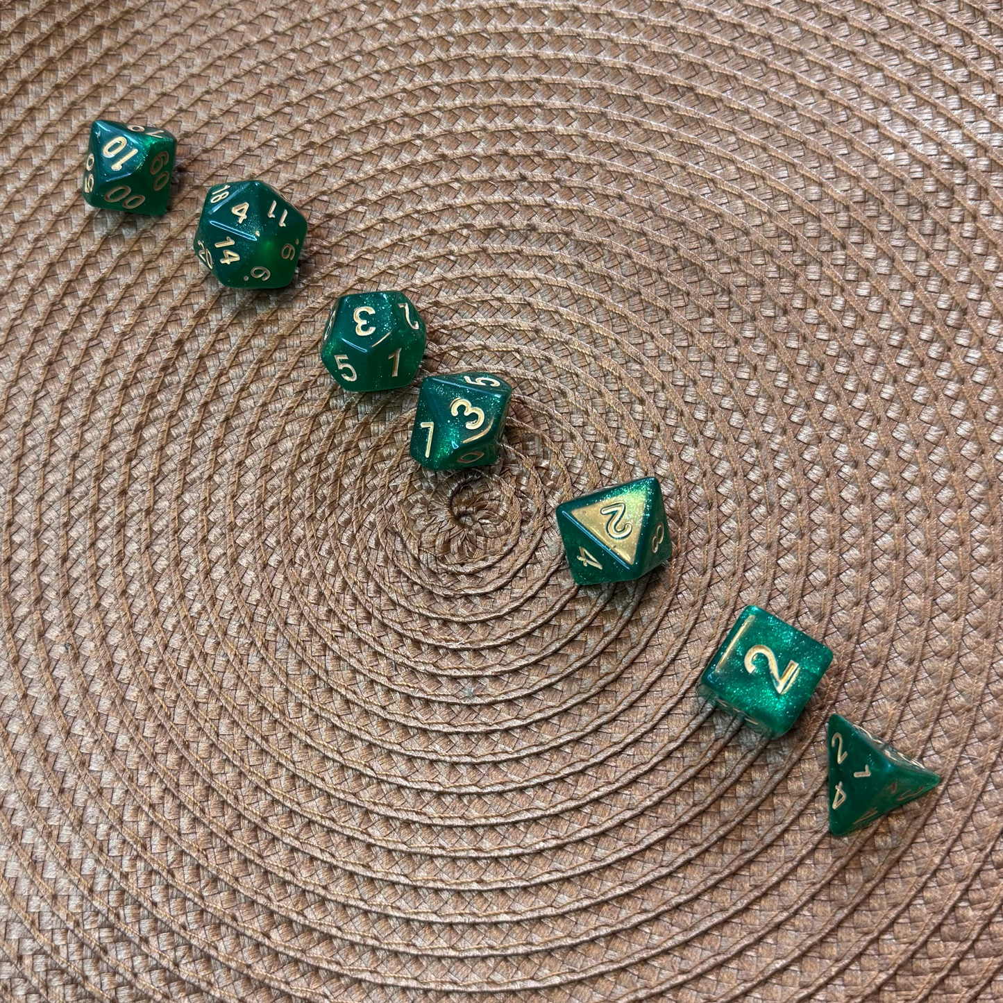 Dice set // Dice // Dice set // 7 dice // 20-sided, 10-sided, 12-sided, 8-sided, 6-sided, 4-sided