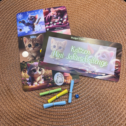 Katzen Mini Jahreschallenge // Sparchallenge // mit Würfel, Lose, Dashboard und Tracker