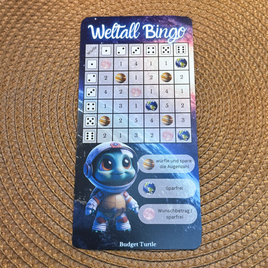 Weltall Bingo // Budgetplanung // Sparchallenge// Bingo // Challenge mit Tracker