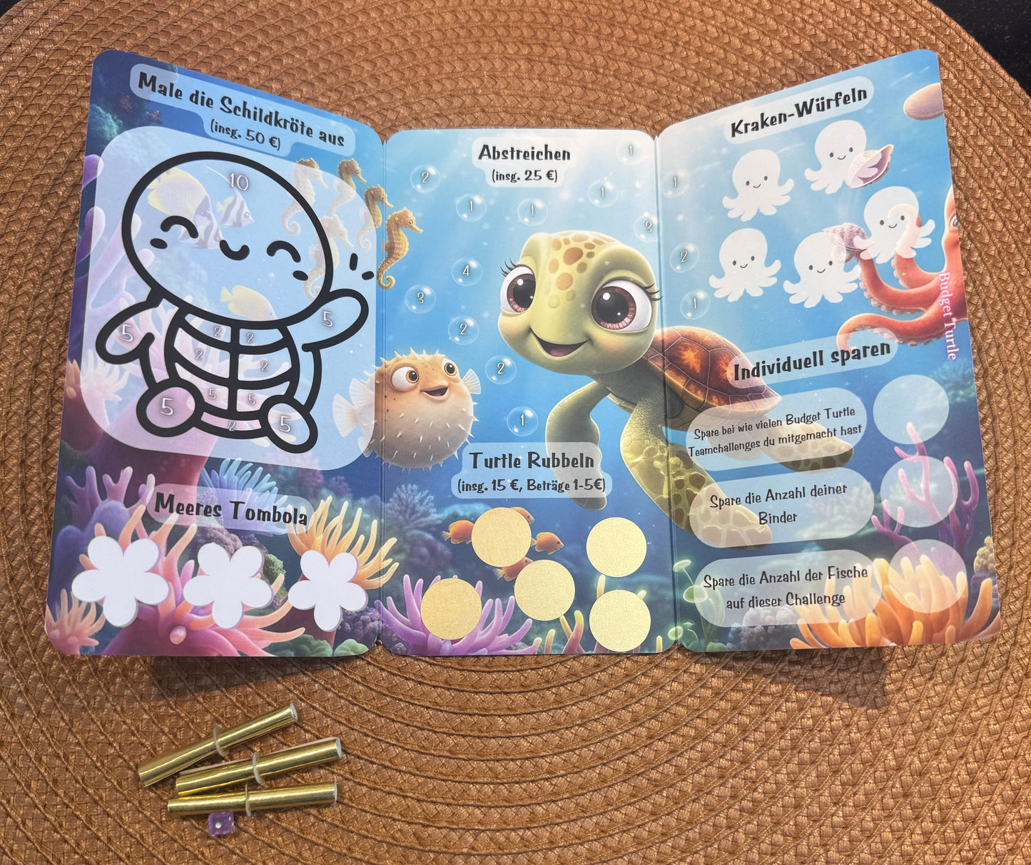 4. Teamchallenge // Team Turtle 2.0 // Budget Turtle // Klappkarte // Sparchallenge mit Würfel und Spielfigur // Challenge mit Tracker