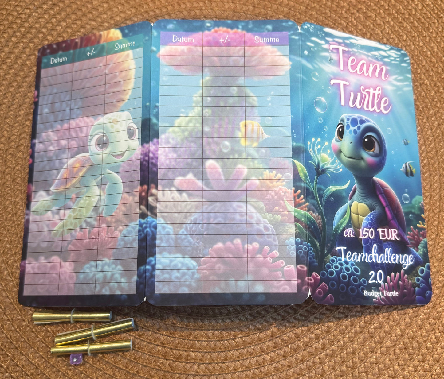 4. Teamchallenge // Team Turtle 2.0 // Budget Turtle // Klappkarte // Sparchallenge mit Würfel und Spielfigur // Challenge mit Tracker