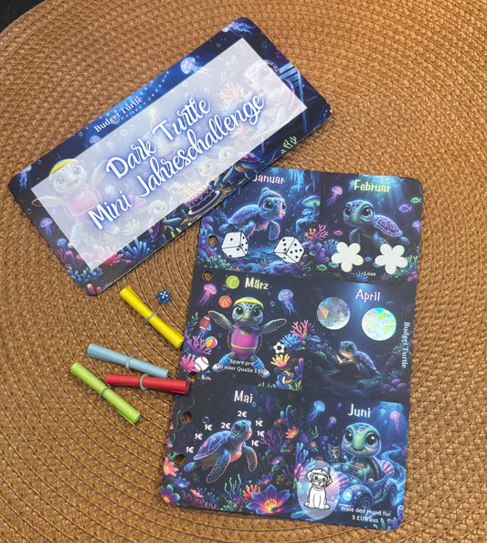 Dark Turtle Mini Jahreschallenge // Schildkröten Sparchallenge // mit Würfel, Lose, Dashboard und Tracker